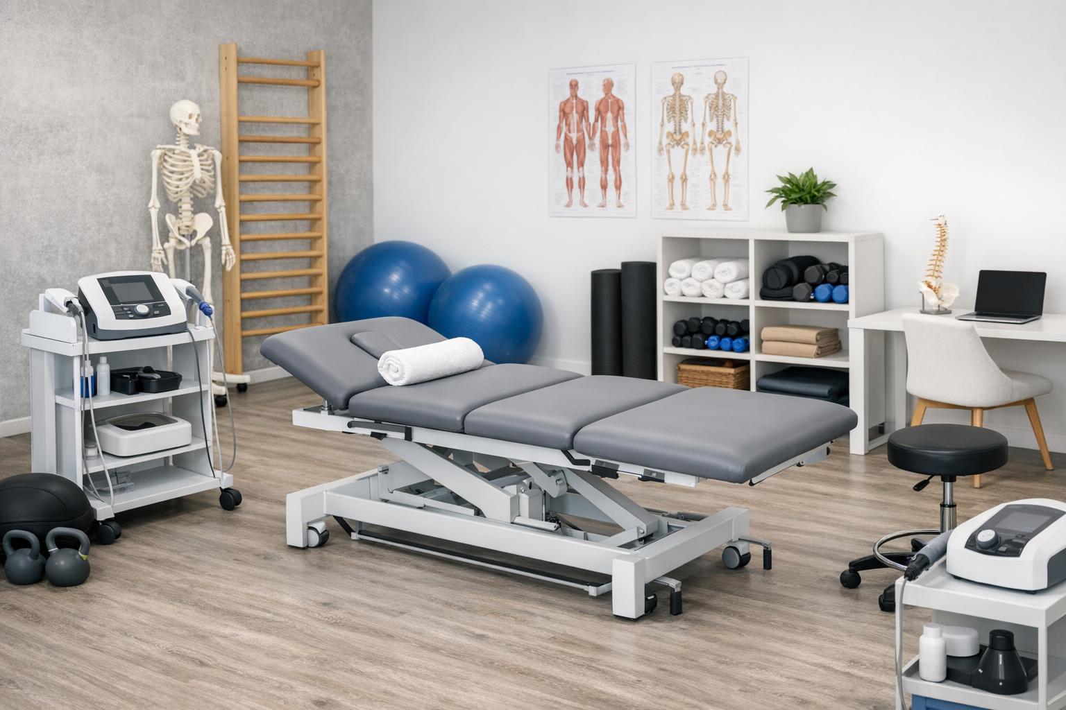 Zdjęcie gabinetu fizjoterapii z nowoczesnym wyposażeniem